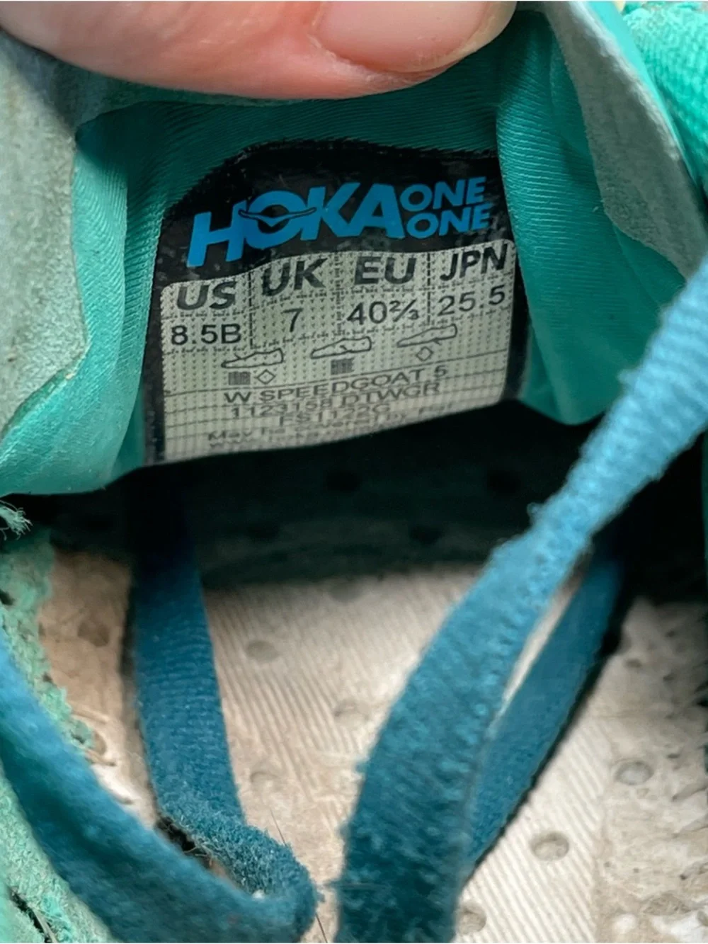 Hoka One One Speedgoat 5 Blue Running Shoes No Insoles Size 8.5 Women’s